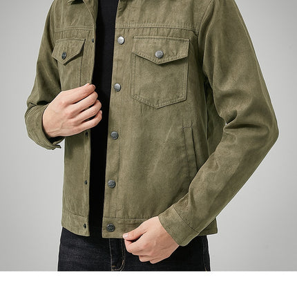 Men's Casual Suede Brushed Fabric Youth Fashion British Style Jacket