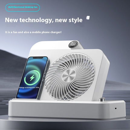 Desktop Mobile Phone Wireless Charging Display Folding Fan