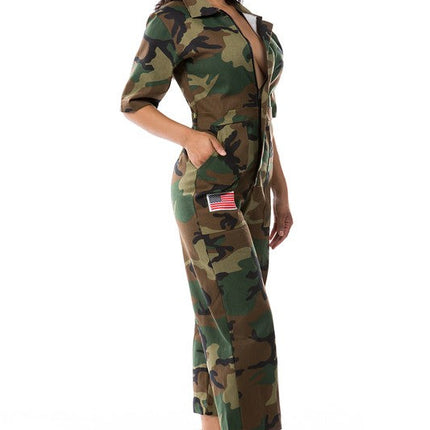 WOMEN FASHION CAMOFLAGE JUMPSUIT