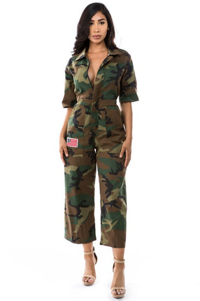 WOMEN FASHION CAMOFLAGE JUMPSUIT
