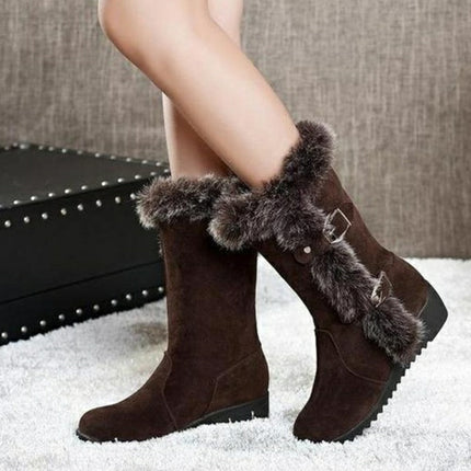 Winter Casual Warm Fur Mid-Calf Boots Shoes women