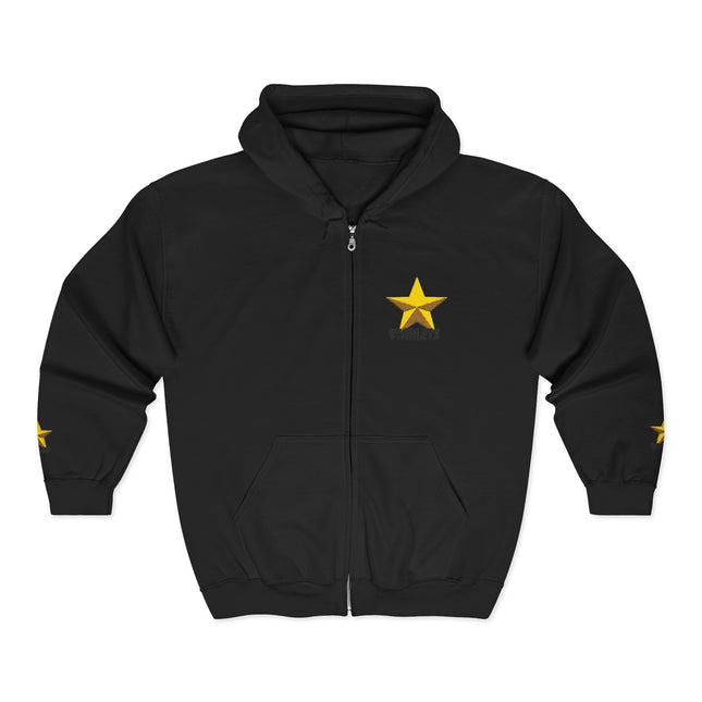 Star Crew Zip Hoodie — Gold Starlets Graphic Full‑Zip Sweatshirt - Starlets New