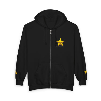 Star Crew Zip Hoodie — Gold Starlets Graphic Full‑Zip Sweatshirt - Starlets New