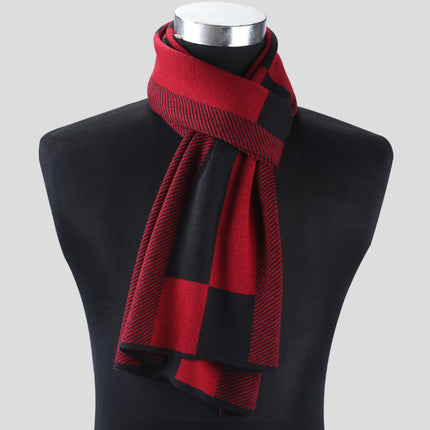 Plaid men knitted scarf