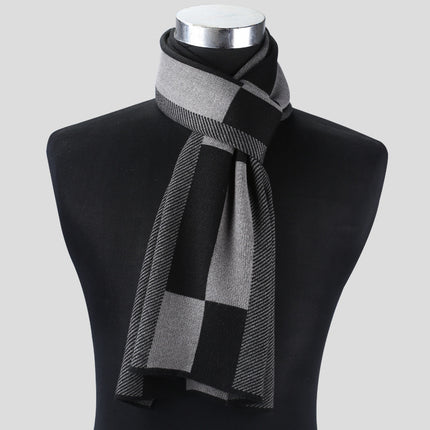 Plaid men knitted scarf