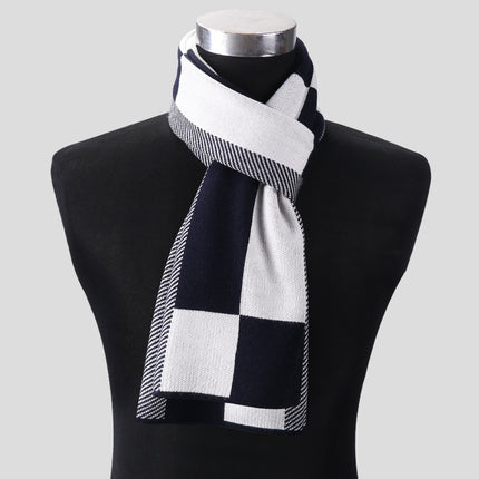 Plaid men knitted scarf