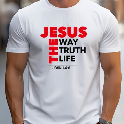 Jesus Print T-shirt, Men's T-shirt, Summer Casual Short Sleeved