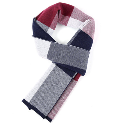 Plaid men knitted scarf