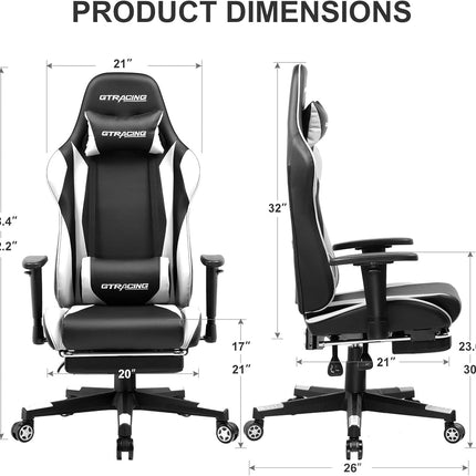 Gaming Chair with Footrest, Ergonomic Computer Game Desk Chair,