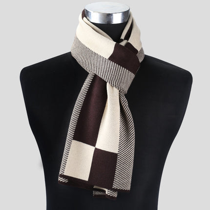 Plaid men knitted scarf