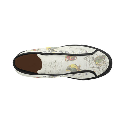 THE PARROT MAP II Men's All Over Print Canvas Sneakers