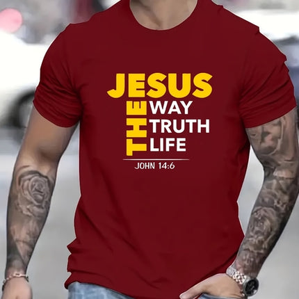 Jesus Print T-shirt, Men's T-shirt, Summer Casual Short Sleeved