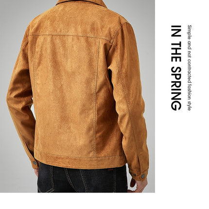 Men's Casual Suede Brushed Fabric Youth Fashion British Style Jacket