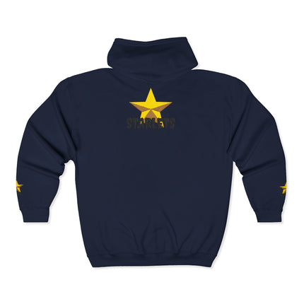 Star Crew Zip Hoodie — Gold Starlets Graphic Full‑Zip Sweatshirt - Starlets New