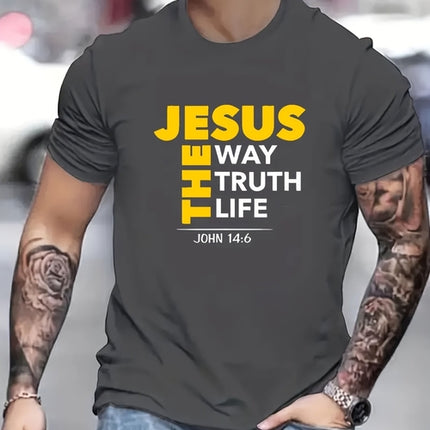 Jesus Print T-shirt, Men's T-shirt, Summer Casual Short Sleeved