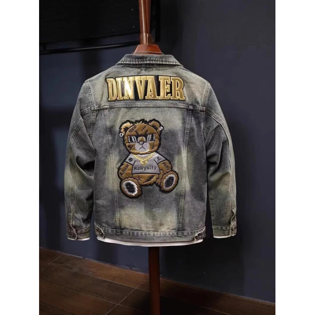 Men's Plus Size Button Up Long Sleeve Denim Jacket