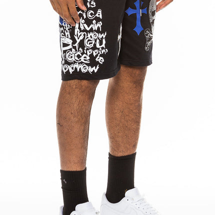 Bejewelled Chrome Skull Shorts EMS4107