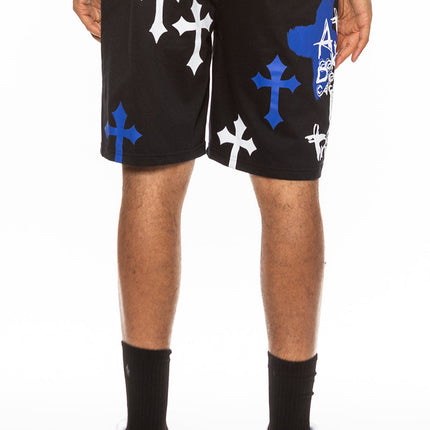 Bejewelled Chrome Skull Shorts EMS4107