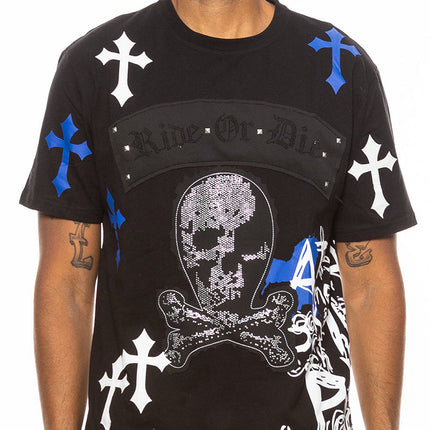 Bejewelled Chrome Skull T Shirt