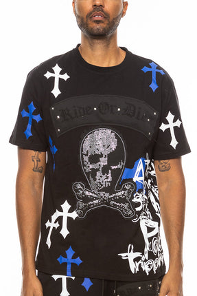 Bejewelled Chrome Skull T Shirt