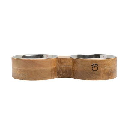 Pets Wood & Metal Feeder Double Diner