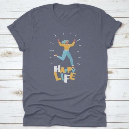 Vector Illustration Woman In Motion Jumping Over In The Air Isolated
