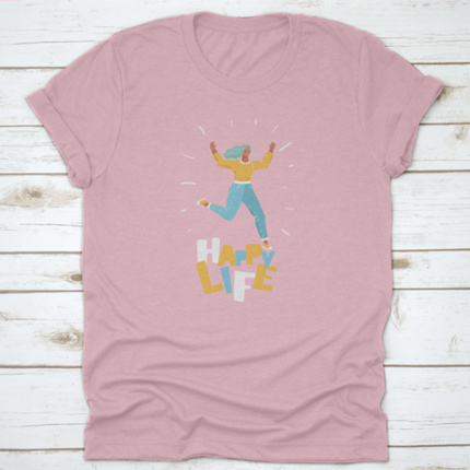 Vector Illustration Woman In Motion Jumping Over In The Air Isolated