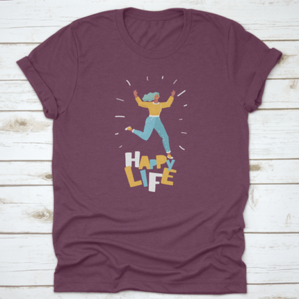 Vector Illustration Woman In Motion Jumping Over In The Air Isolated