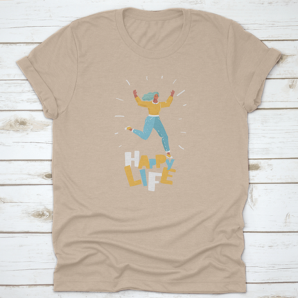 Vector Illustration Woman In Motion Jumping Over In The Air Isolated