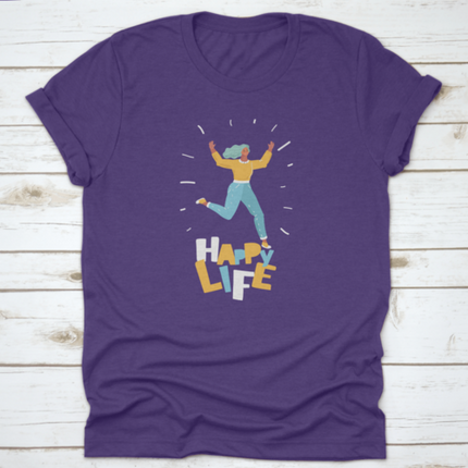 Vector Illustration Woman In Motion Jumping Over In The Air Isolated