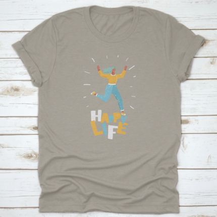 Vector Illustration Woman In Motion Jumping Over In The Air Isolated