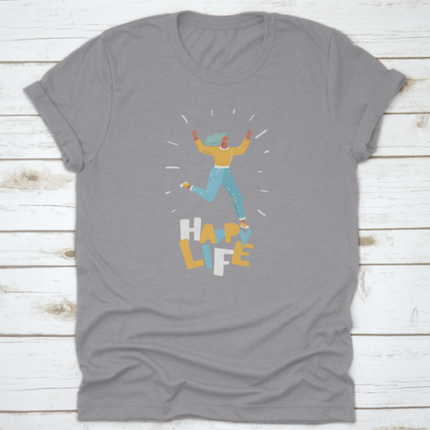 Vector Illustration Woman In Motion Jumping Over In The Air Isolated
