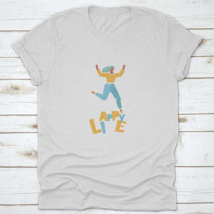 Vector Illustration Woman In Motion Jumping Over In The Air Isolated