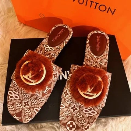 Louis vuitton Fashion Flat Fur Sandals