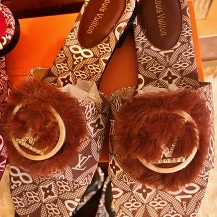 Louis vuitton Fashion Flat Fur Sandals