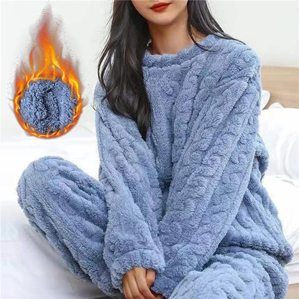 Women's pajamas set Winter Coral Velvet Homeware Fluffy O-neck - fashion