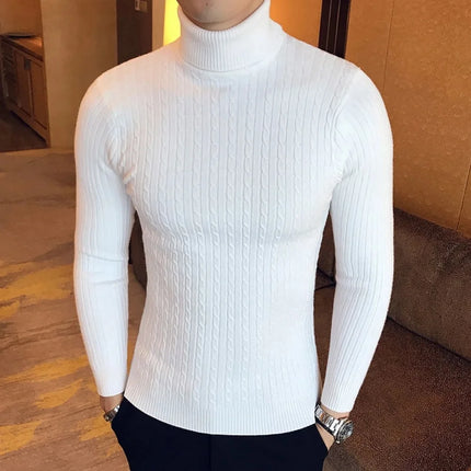 Sweater Autumn Winter Turtleneck Pullovers Solid Color / male