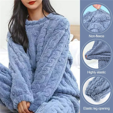 Women's pajamas set Winter Coral Velvet Homeware Fluffy O-neck - fashion