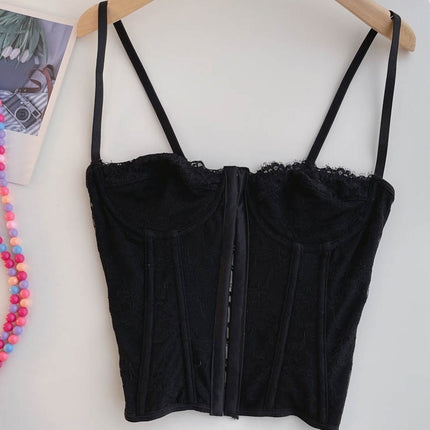 Bralette Cami Front Buttons Crop Cute Vest Elegant Party wear