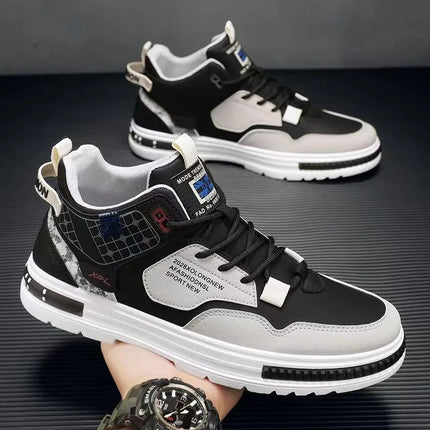 Casual Sports Board Shoes 2024 New British Style Leather Work Attire Outdoor Walking Fashion Boots - Men