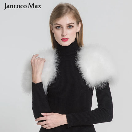 Real Fur Boleros Women Genuine Ostrich Feather Fur Shawl Shrugs Wedding Bride's Shawl S1264 - Fashion