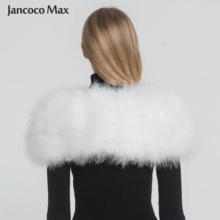 Real Fur Boleros Women Genuine Ostrich Feather Fur Shawl Shrugs Wedding Bride's Shawl S1264 - Fashion