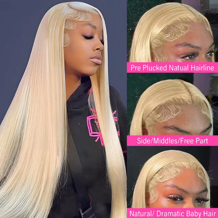 HD Transparent 613 Blonde Straight 13x4 13x6 Lace Front Human Hair Wigs For Women Brazilian Lace Frontal Wig PrePlucked