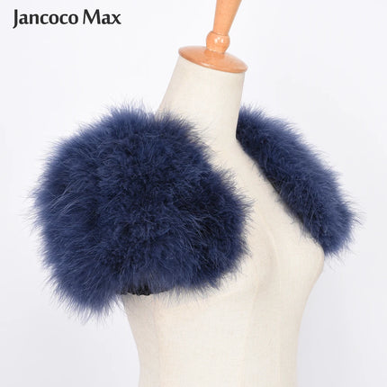 Real Fur Boleros Women Genuine Ostrich Feather Fur Shawl Shrugs Wedding Bride's Shawl S1264 - Fashion