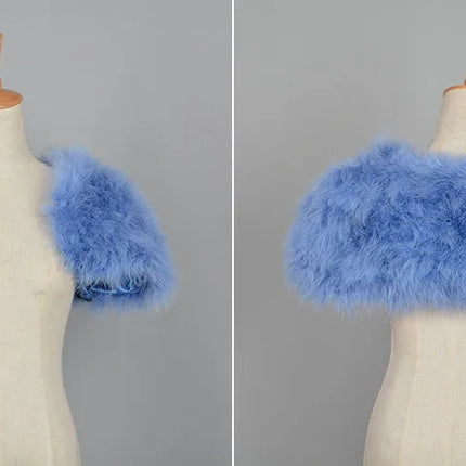 Real Fur Boleros Women Genuine Ostrich Feather Fur Shawl Shrugs Wedding Bride's Shawl S1264 - Fashion