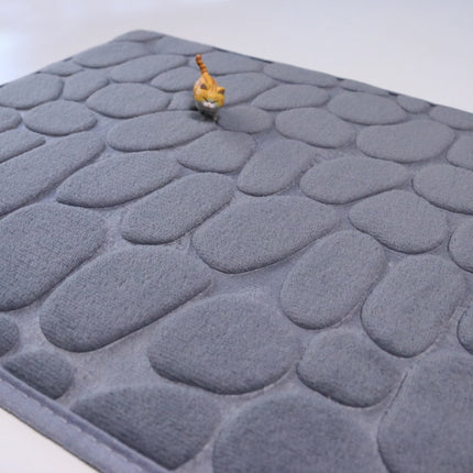 Floor mat - Memory Foam Embossed Carpet Non-Slip Mat Cobblestone