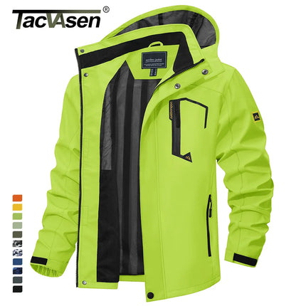 TACVASEN Spring Autumn Lightweight Jackets Mens Mesh Lined Waterproof Rain Jacket Outdoor Fishing Hiking Jacket Male Windbreaker