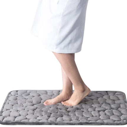 Floor mat - Memory Foam Embossed Carpet Non-Slip Mat Cobblestone