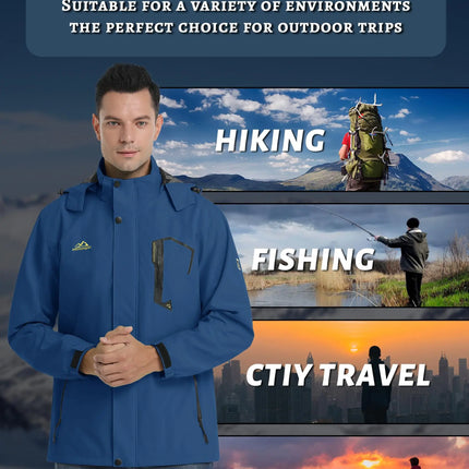 TACVASEN Spring Autumn Lightweight Jackets Mens Mesh Lined Waterproof Rain Jacket Outdoor Fishing Hiking Jacket Male Windbreaker