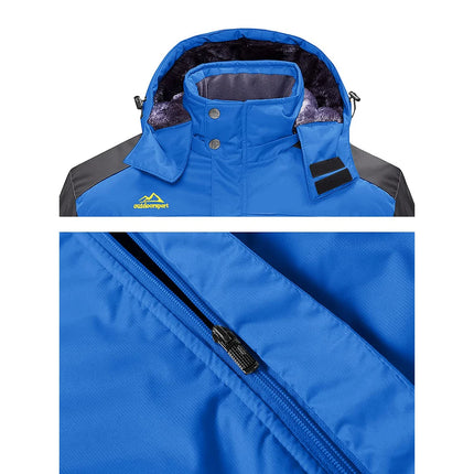 Men's Waterproof Ski Jacket Fleece Lining Warmth Parka Winter Snow Working Outdoors Hooded Coat Rain Shell Windbreaker